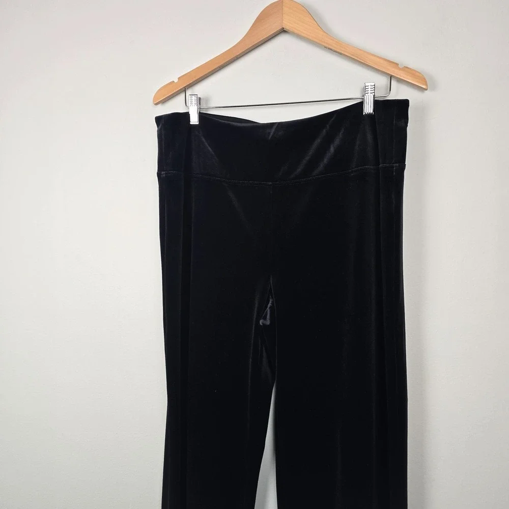J. Jill Wearever Collection Black Velvet Smooth-Fit Wide Leg Pants Size‎ L – NWT
